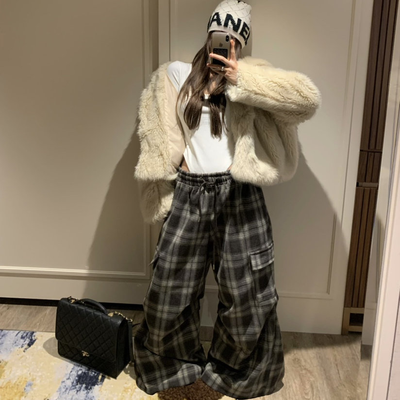 VIRKIN大板型涩谷辣妹格纹堆堆