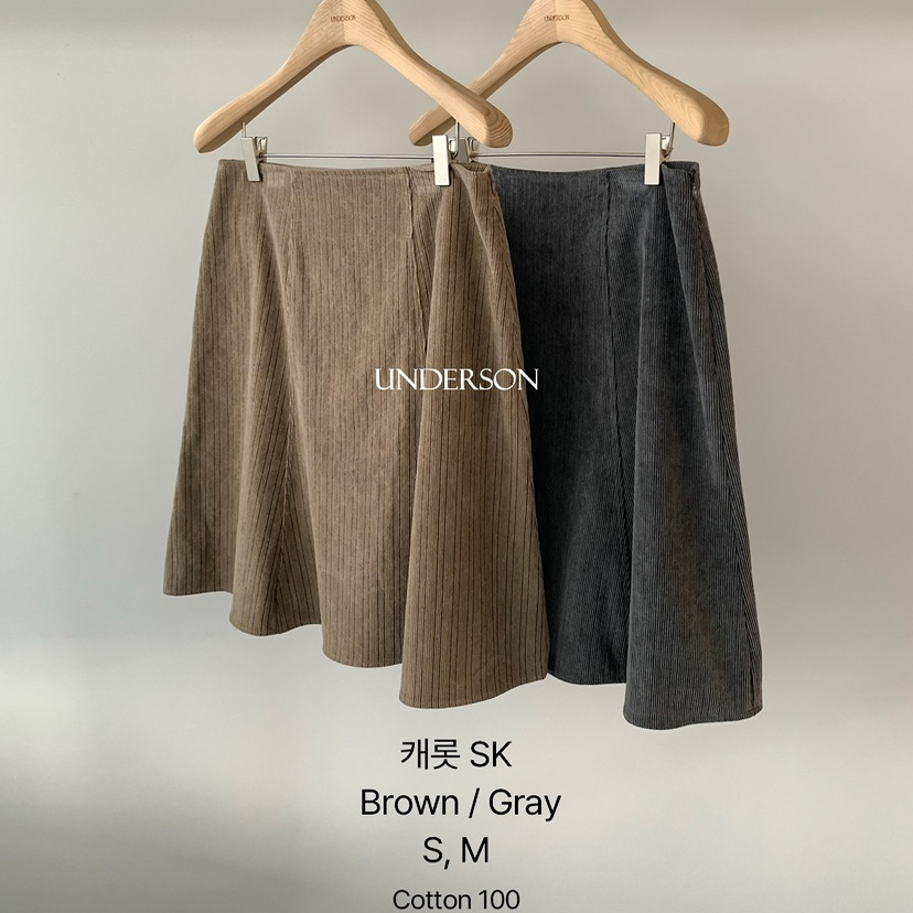 UNDERSON竖纹气质伞裙半裙气质