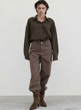 闪闪家 韩国东大门代购NEROLI 36复古纯棉舒适卡其休闲裤