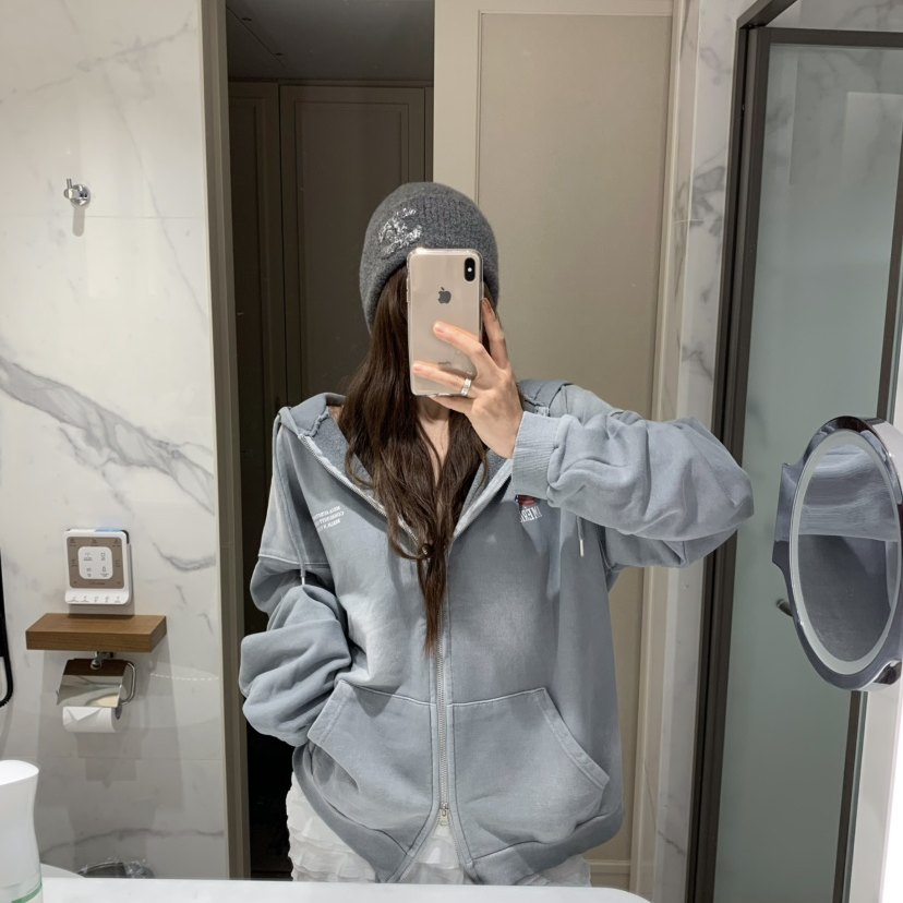 韩国东大门代购VIRKIN磨白卫衣