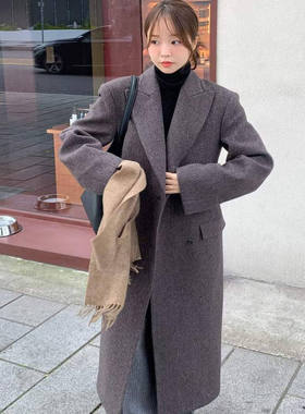 闪闪家 韩国东大门代购TOOGOOD羊毛呢质感束腰大衣