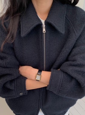 闪闪家 韩国东大门代购REGULARLY/PLACOR精细羊毛舒适拉链夹克