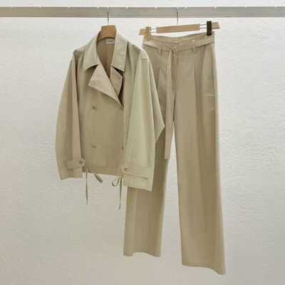 STATEMENT纯棉卡其休闲风衣套装