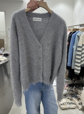 闪闪家 韩国东大门代购REPELLER春季新款羊绒混纺针织开衫