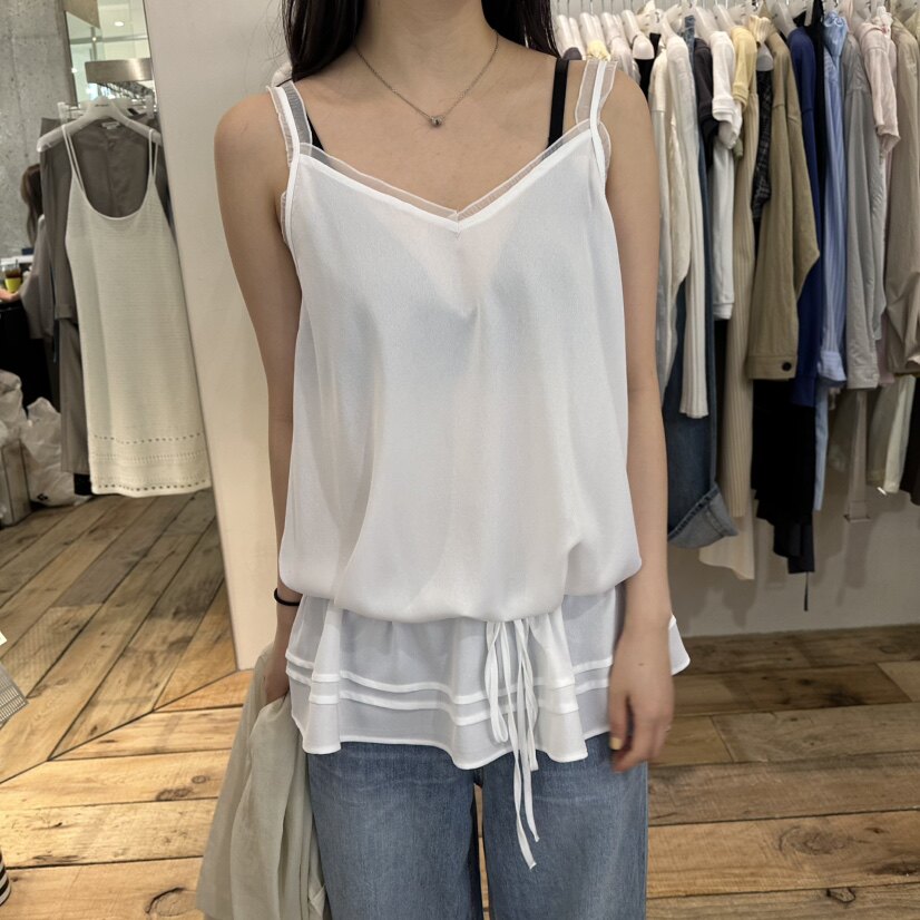 闪闪家 韩国东大门代购CREAM VILLA夏季系带荷叶边吊带背心