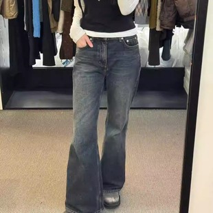 闪闪家 韩国东大门代购MORE THAN YESTERDAY加绒微喇牛仔裤