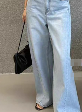 现货 闪闪家 韩国东大门代购FOREST磨白色微喇休闲气质牛仔裤