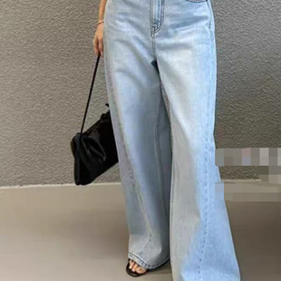 现货 闪闪家 韩国东大门代购FOREST磨白色微喇休闲气质牛仔裤