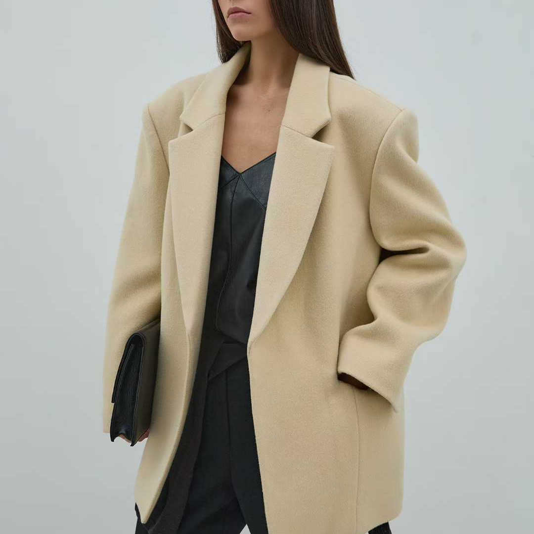 BLOSSOM羊毛羊绒束腰时髦西装