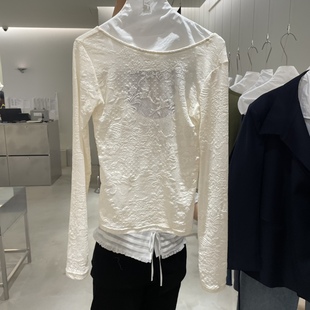 闪闪家 韩国东大门代购 YOU MUCH蕾丝镂空性感打底t LOVE 现货