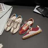 韩版 复古软底软面德训阿甘鞋 女时尚 牛皮版 百搭显脚小运动休闲鞋