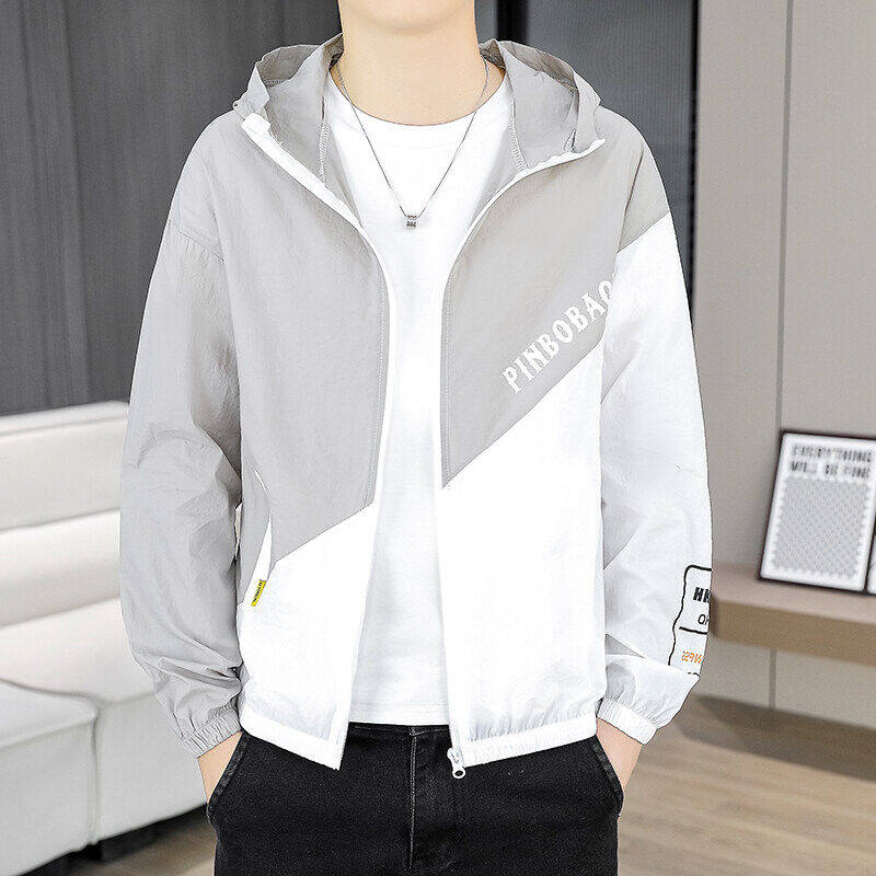 防晒衣男款春夏季2025新款薄款透气宽松初中学生拼色外套防嗮服潮