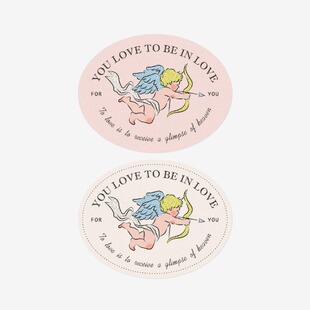 180枚 丘比特520情人节爱人椭圆形封口贴diy手账笔记贴纸可爱卡