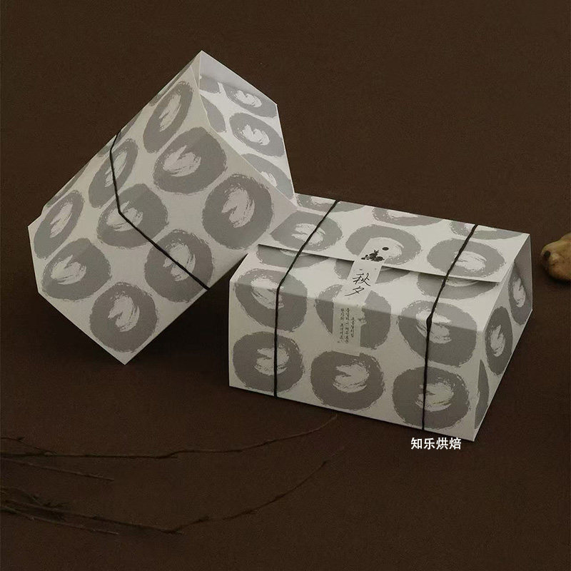 25个中秋和果子甜点月饼西点糕点侘寂烘焙包装盒简约ins月兔无绳图片