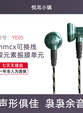 轮声风轮YE05耳塞式平头耳机MMCX有线半入耳开放带麦圆头人声女毒