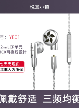 轮声YE01平头塞有线耳机HIFI音质可换线MMCX插拔式发烧专业带麦克