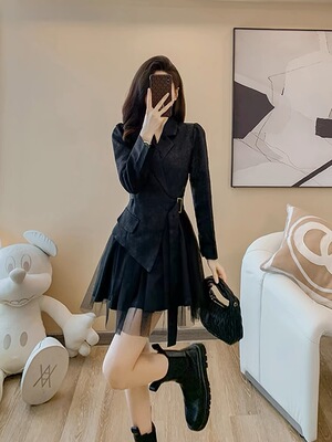 ER133     女装品牌折扣简约时尚连衣裙黑色YQ230807WW