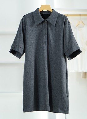 【小黑南油】S444-5  女装时尚POLO半袖连衣裙灰色22119