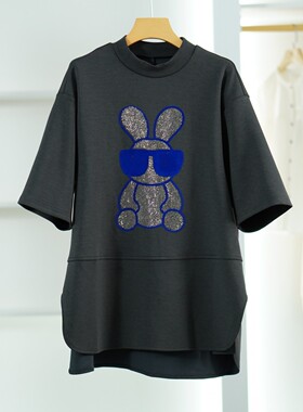 【小黑南油】E118-5  女装时尚宽松慵懒半袖连衣裙灰色66023