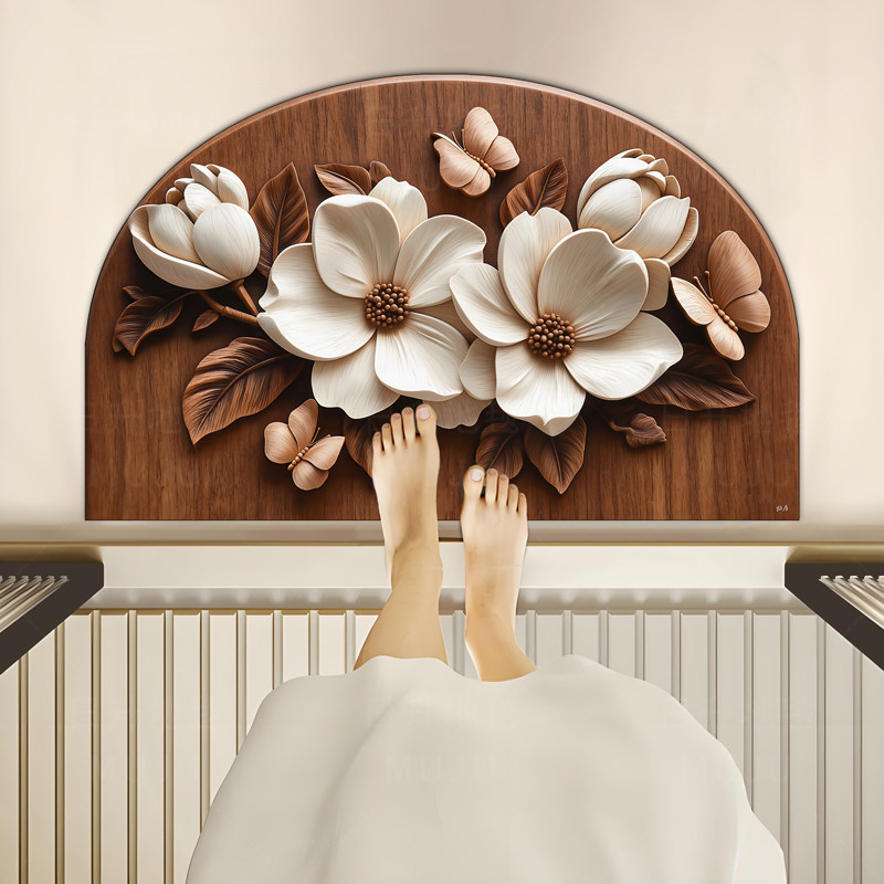 [蝶舞花韵半圆]50*80/60*90特厚硅藻泥浴室入户水池吸水防滑地垫,居家布艺,家用脚垫,淘宝优惠券,粉丝福利购,淘宝优惠卷