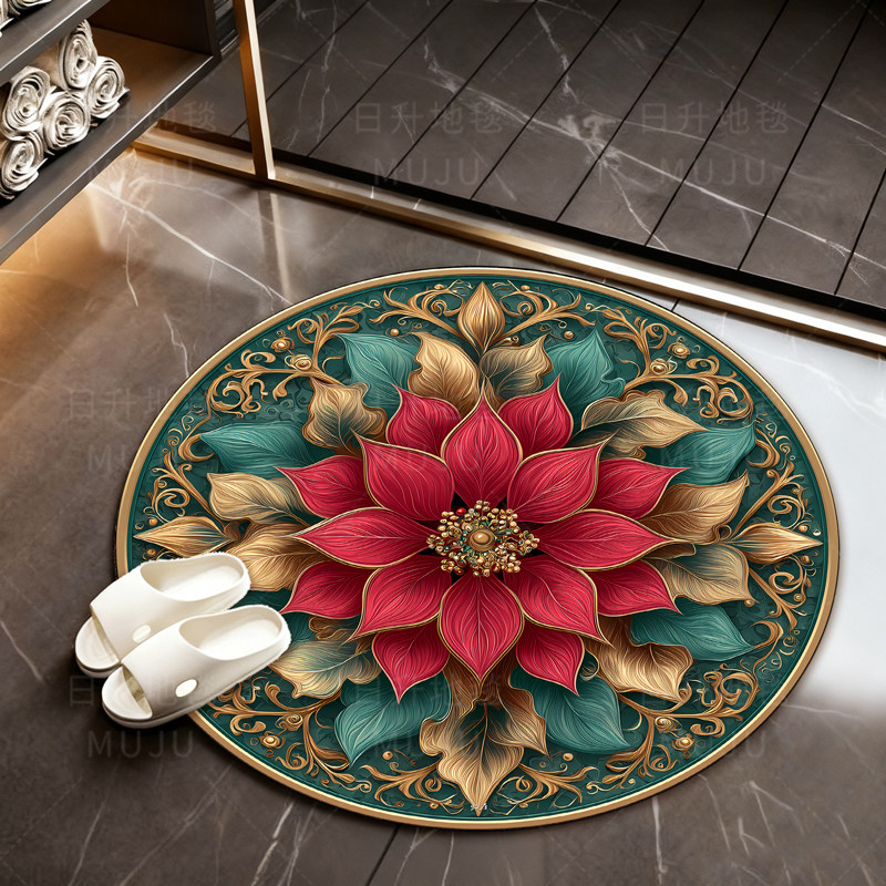 牧居朱华60*60加厚硅藻泥立体风格圆形家用桌垫浴室水池入户门垫,居家布艺,家用脚垫,淘宝优惠券,粉丝福利购,淘宝优惠卷