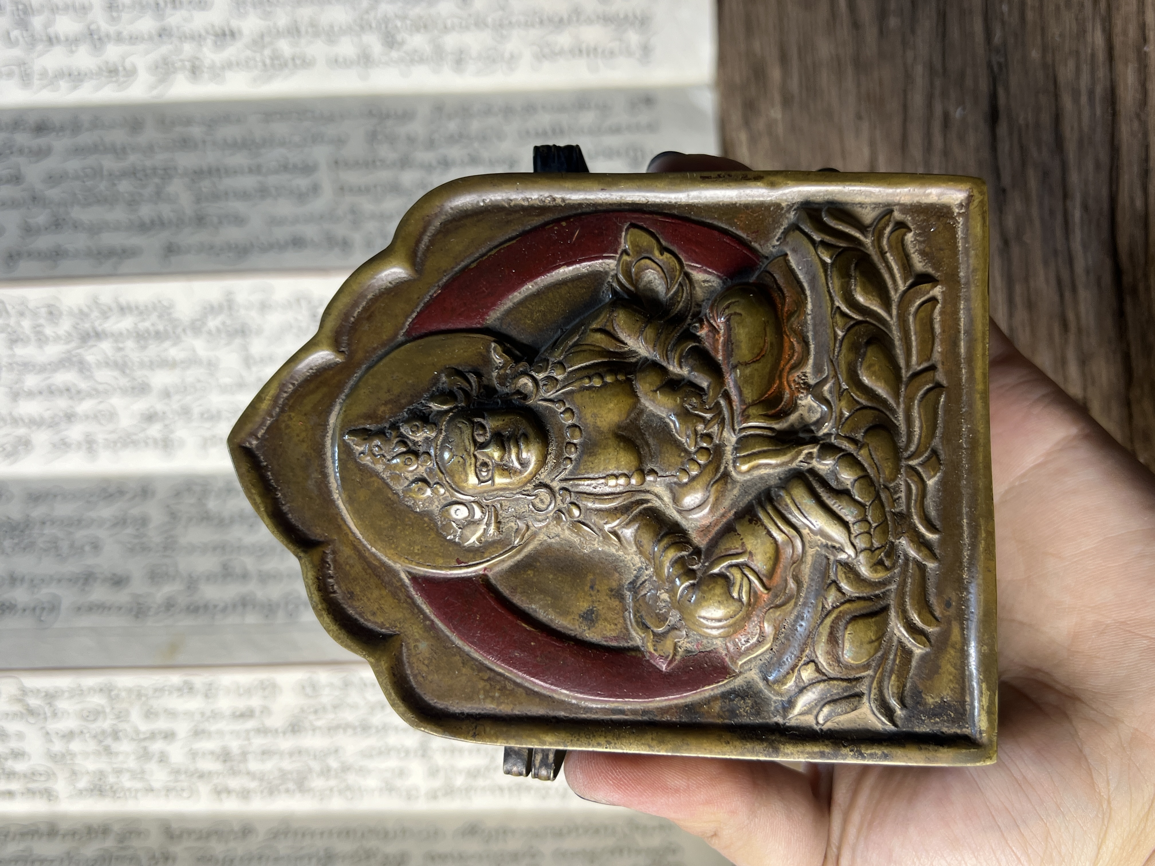 清代藏传老嘎呜盒 藏族老佛像 藏传 收藏品 藏巴啦财神老伟像