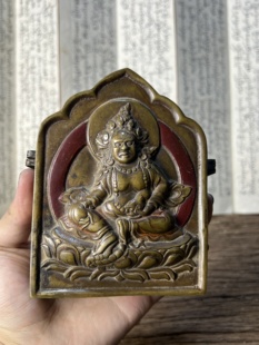 清代藏传老嘎呜盒 藏族老佛像 藏传 收藏品 藏巴啦财神老伟像