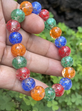 〓古法老琉璃〓清代宫廷造办宝石老琉璃 多宝手串个性手串