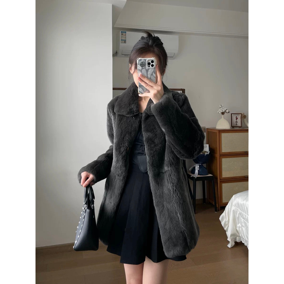 仿兔绒2025秋冬新款加厚加棉短款大衣复古小众立领毛绒绒外套女