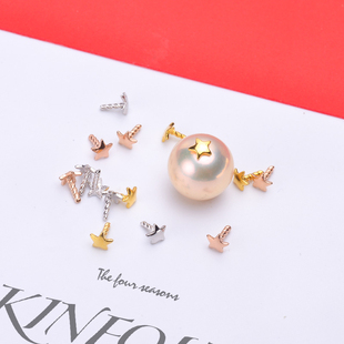 通孔珍珠塞 DIY珍珠配件 T字针 S925纯银镀堵头白金 制作针帽 花式