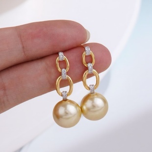 DIY珍珠耳钉配件 S925纯银饰品 金色银色耳钉空托 配10-13mm圆珠