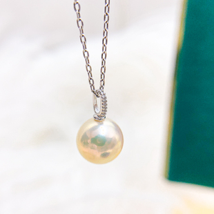 DIY珍珠配件 S925纯银饰品 时尚珍珠吊坠项坠空托 配8-11mm圆珠