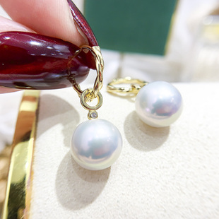 配9 可拆分耳钉女空托 15mm圆珠 S925纯银饰品 DIY珍珠耳钉配件