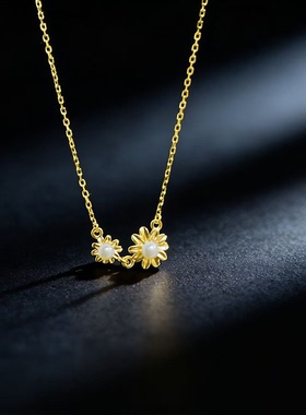 DIY珍珠配件 S925纯银套链空托 金色银色吊坠带银链女 配2-4mm圆