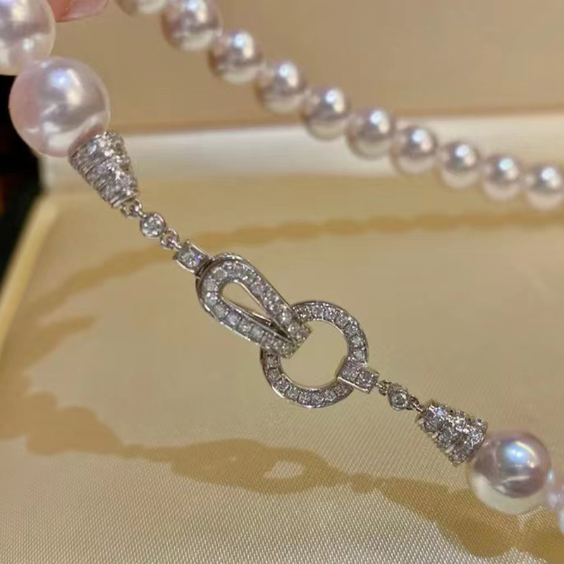 DIY珍珠小配件 S925纯银单排扣 时尚款毛衣链 项链 手工串珠搭扣