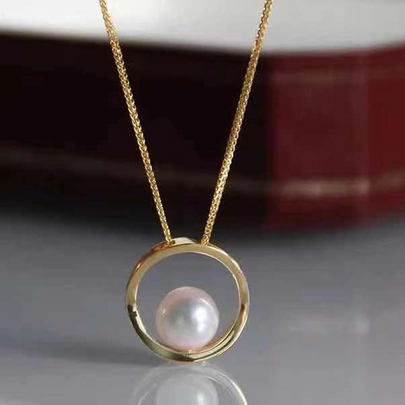 DIY珍珠配件 S925纯银饰品套装空托 圆环吊坠耳钉托配7-9mm圆珠