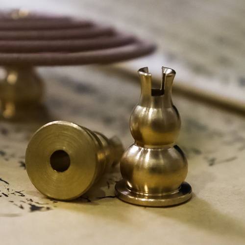 黄铜家用葫芦香插盘香架底座九孔线香薰香灰托专用盘内支架通用型