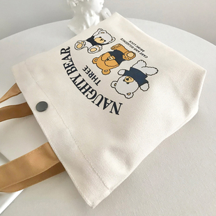 帆布包小巧小型百搭手提包女学生饭盒袋上班族便当包简约手提袋子