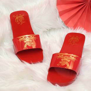 拖鞋 潮汕习俗揭阳出花园红木屐木鞋 男女儿童成人礼潮州结婚上轿鞋