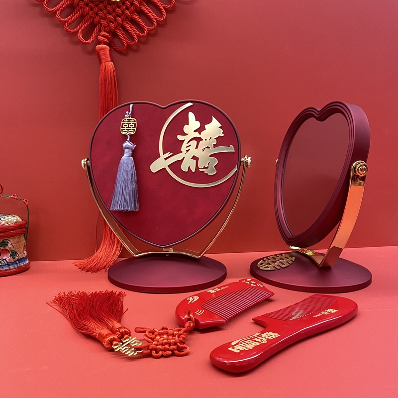 结婚新娘女方陪嫁镜子一对