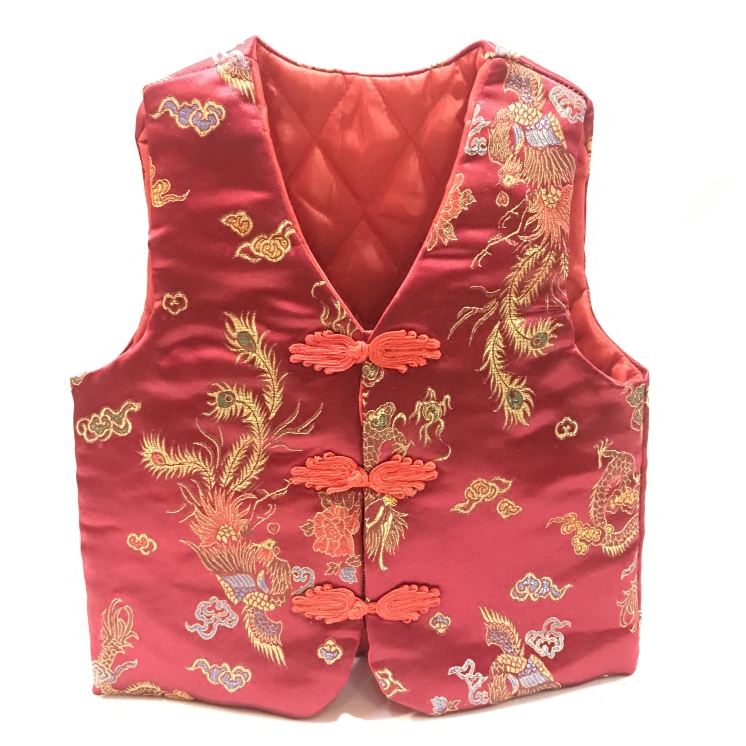 女方陪嫁结婚庆用品红色儿童短款马甲仔婴儿宝宝背心棉袄潮汕传统