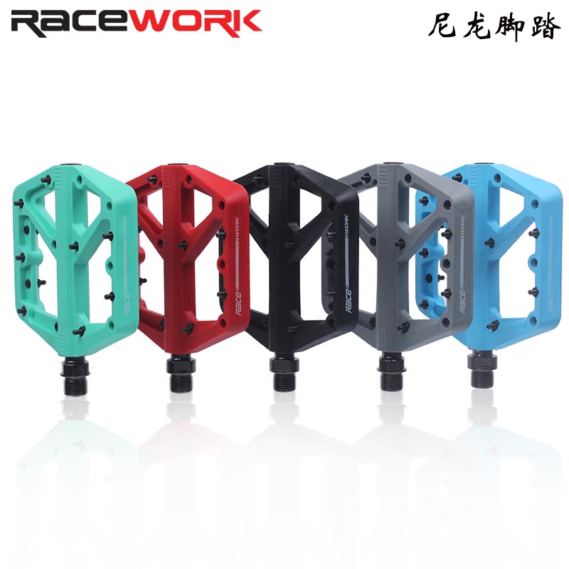 RACEWORK山地车脚踏板尼龙纤维脚蹬子超轻密封轴承防滑速降DH越野
