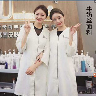 韩式半永久工作服七分袖新款女白大褂纹绣师美容院工作服中袖