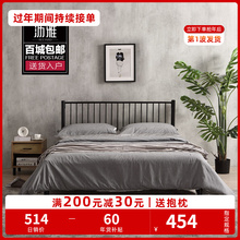 简约工业风铁艺床架双人北欧复式 二楼小户型阁楼铁床省空间高架床
