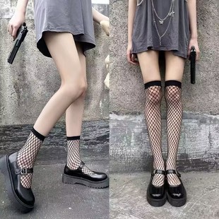 黑丝网袜女袜镂空中网短款ins潮jk性感薄