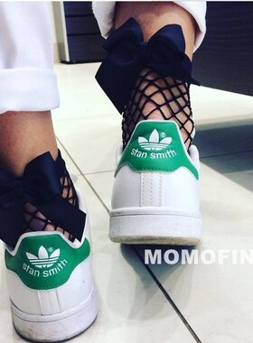 外贸意大利同款网格渔网袜性感超大蝴蝶结网袜欧美风袜