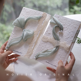 花亦原创设计结婚韩式 小清新新郎新娘誓言卡手工东巴纸褶皱宣誓书