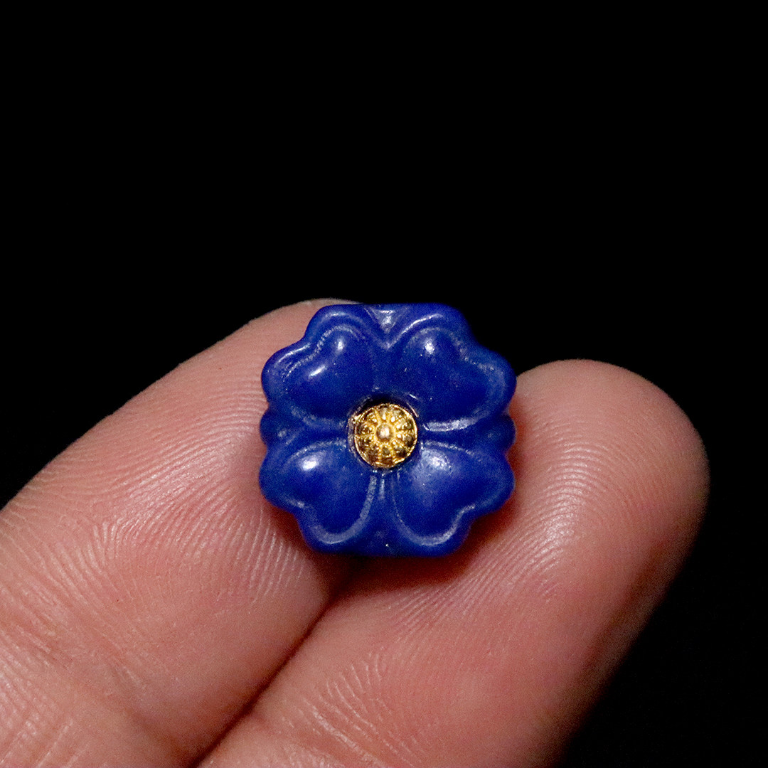 天然青金石四叶草隔珠