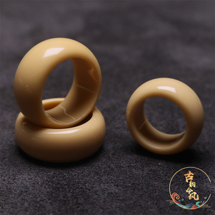 天然原矿金膏玉玉化料跑环戒圈指环菩提手串108长串diy文玩配饰