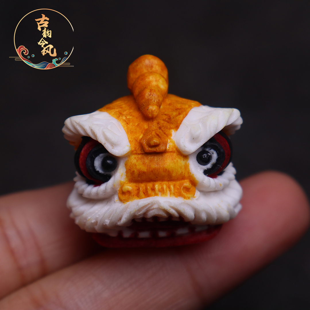 鹿角根付舞狮醒狮吊坠侧挂配饰